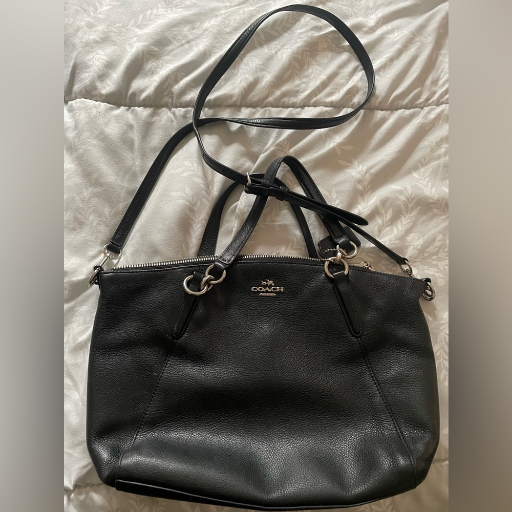 Coach Black Kelsey pebbled leather